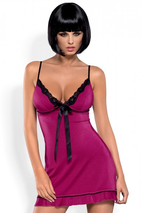 Obsessive Dámská košilka Flamenco chemise Velikost: S/M, Barva: purpurová