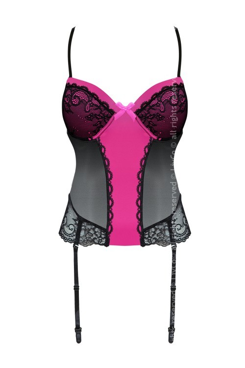 LivCo Corsetti Erotický korzet Kagami černá-růžová Velikost: L/XL