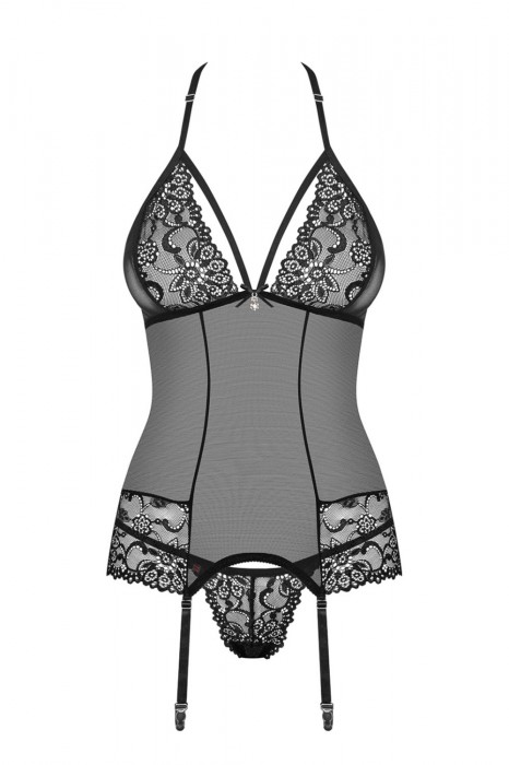 Obsessive Erotický korzet 838 černá Velikost: L/XL, Barva: Černá