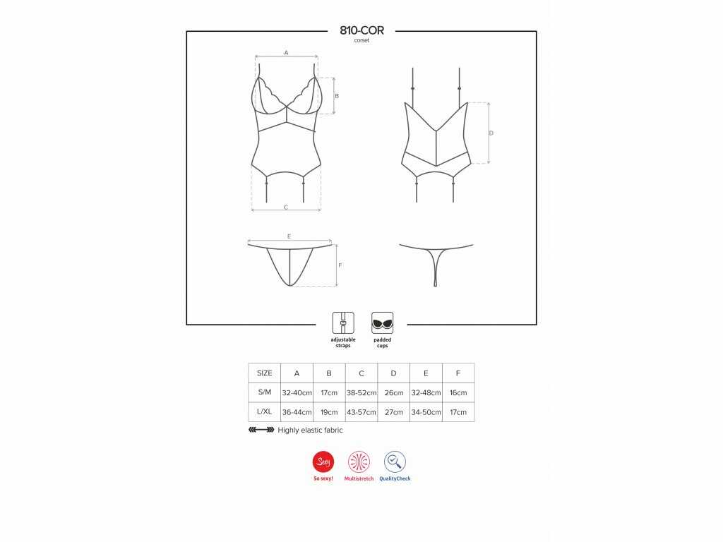 Obsessive Erotický korzet 810 bílá Velikost: S/M, Barva: Bílá