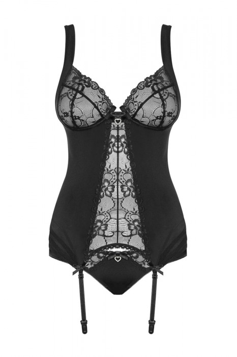 Obsessive erotický korzet Heartina corset černá Velikost: S/M, Barva: Černá