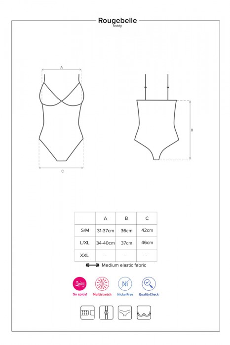 Obsessive Dámské body Rougebelle červená Velikost: S/M, Barva: Červená