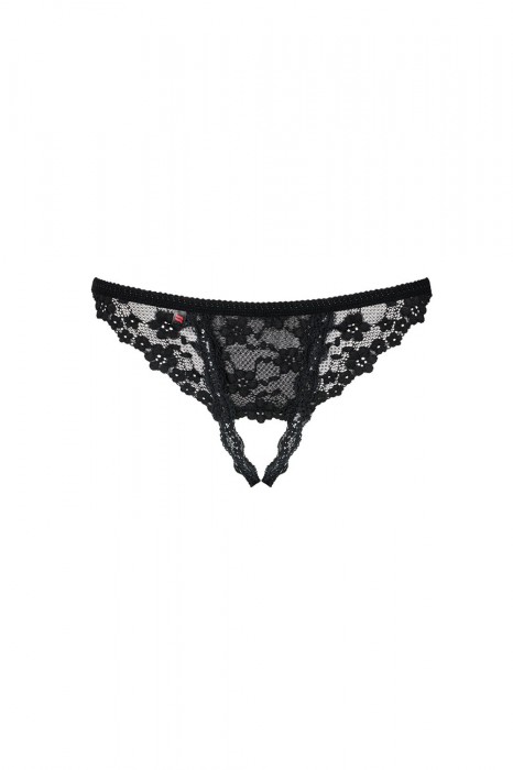 Obsessive Erotická tanga Letica s otevřeným klínem Velikost: L/XL, Barva: Černá