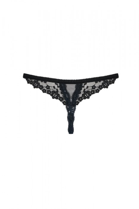 Obsessive Erotická tanga Letica s otevřeným klínem Velikost: L/XL, Barva: Černá