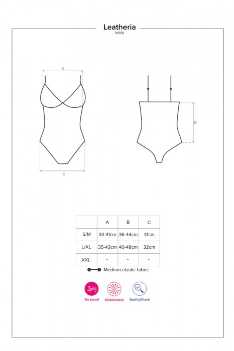 Obsessive Erotické body Leatheria černá Velikost: S/M, Barva: Černá